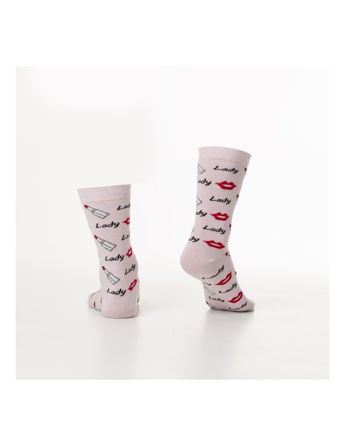 Light pink women\'s socks with lips SD17 - Online store - Boutique